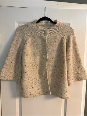 Studio Works Cream Speckled Button-Up Knit Cardigan